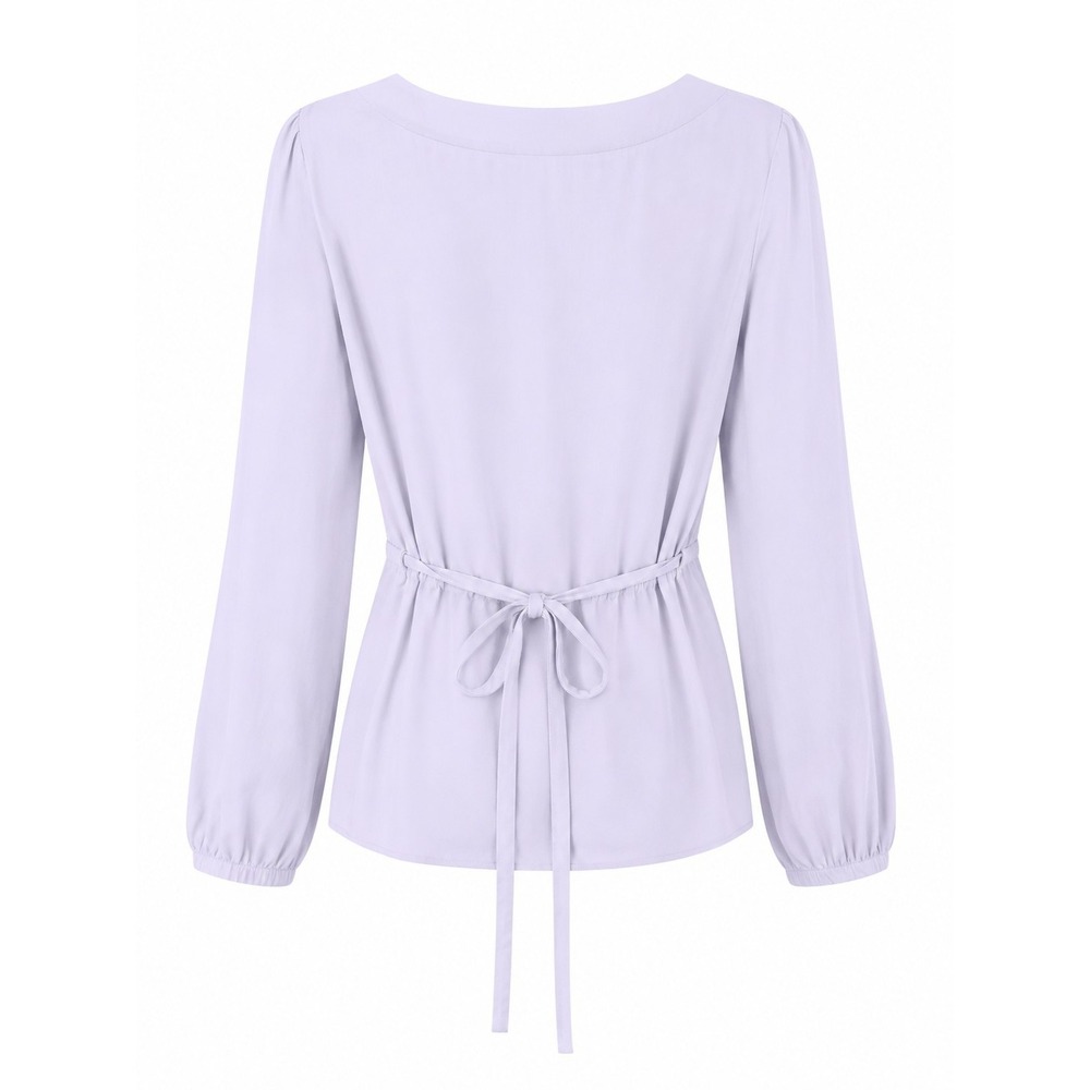 J. Crew Lilac Faux Wrap Blouse Womens 12 Tie Waist 100% Rayon Career Casual - Picture 3 of 13